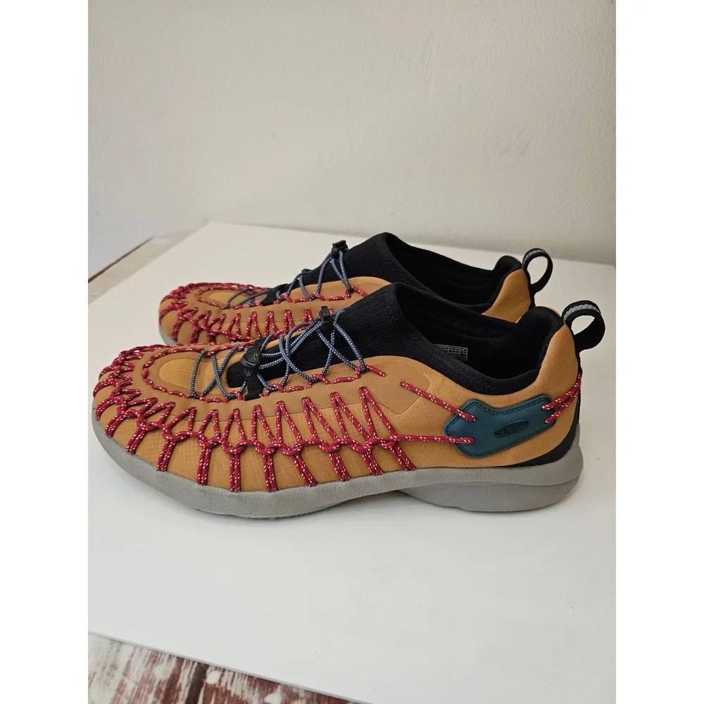 KEEN Uneek SNK Mens Sneakers Tan Black Red Bungee Lace 1025439 Size 14